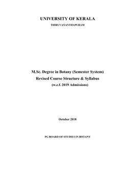 Syllabus of Msc Degree in Botany W.E.F. 2019-20