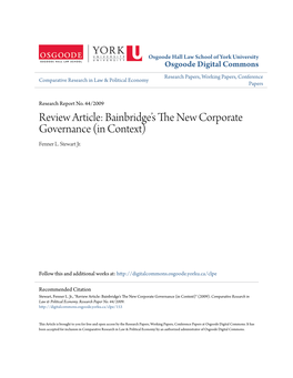 Bainbridge's the New Corporate Governance