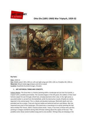 Otto Dix (1891-1969) War Triptych, 1929-32