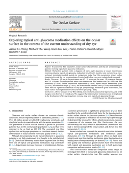 Exploring Topical Anti-Glaucoma Medication Effects on the Ocular Surface in the Context of the Current Understanding of Dry Eye