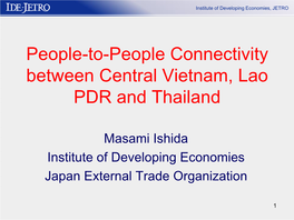 People-To-People Connectivity Between Central Vietnam, Lao PDR and Thailand