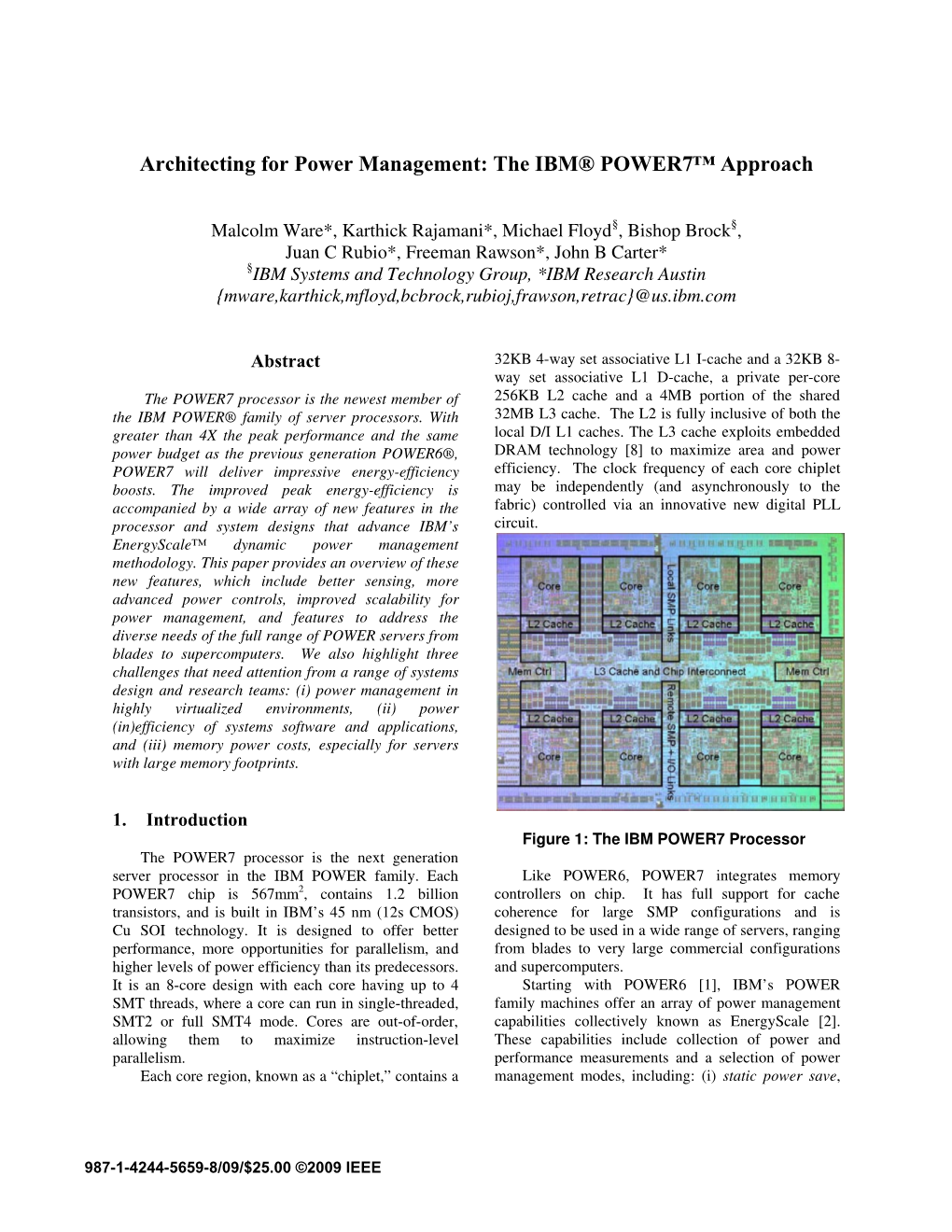 Architecting for Power Management: the IBM® POWER7™ Approach