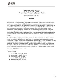 DACC White Paper Decentralized Accessible Content Chain