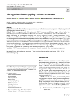 Primary Peritoneal Serous Papillary Carcinoma: a Case Series