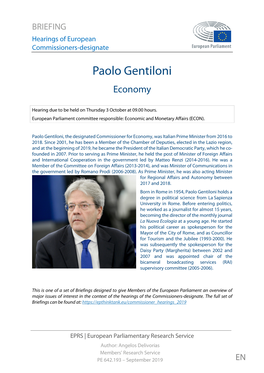 Paolo Gentiloni Economy