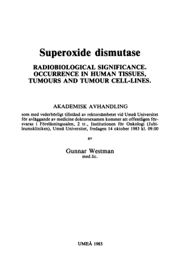 Superoxide Dismutase RADIOBIOLOGICAL SIGNIFICANCE
