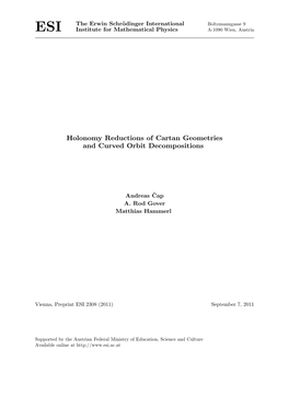Holonomy Reductions of Cartan Geometries and Curved Orbit Decompositions