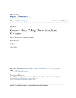 Concert: Ithaca College Gamer Symphony Orchestra Ithaca College Gamer Symphony Orchestra