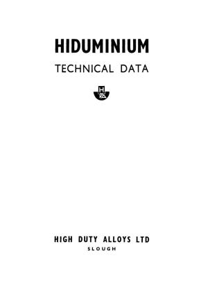 Hiduminium Technical Data