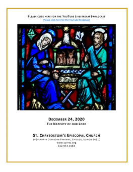 December 24, 2020 St. Chrysostom's Episcopal