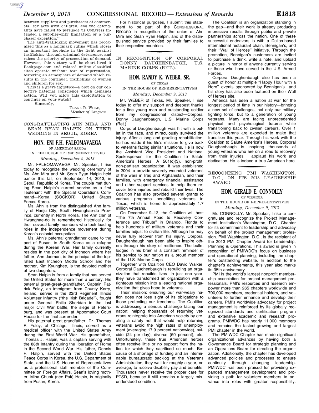 CONGRESSIONAL RECORD— Extensions of Remarks E1813 HON