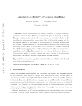 Lipschitz Continuity of Convex Functions
