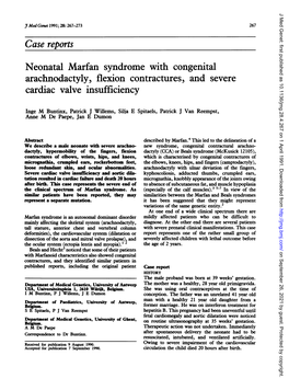 Neonatal Marfan Syndrome with Congenital Arachnodactyly, Flexion Contractures, and Severe Cardiac Valve Insufficiency