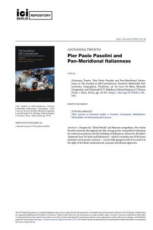 Pier Paolo Pasolini and Pan-Meridional Italianness