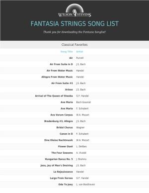 Fantasia Strings Song List