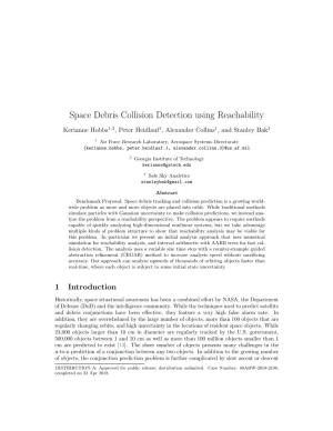Space Debris Collision Detection Using Reachability