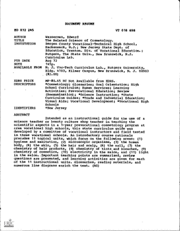 The Related Science of Cosmetology. INSTITUTION Bergen County Vocational-Technical High School, Hackensack, N.J.; New Jersey State Dept