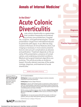 Acute Colonic Diverticulitis
