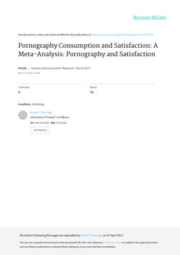 Pornography Consumption and Satisfaction: a Meta-Analysis (2017)