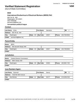 Verified Statement Registration VSR (Out-Of-State Committee)