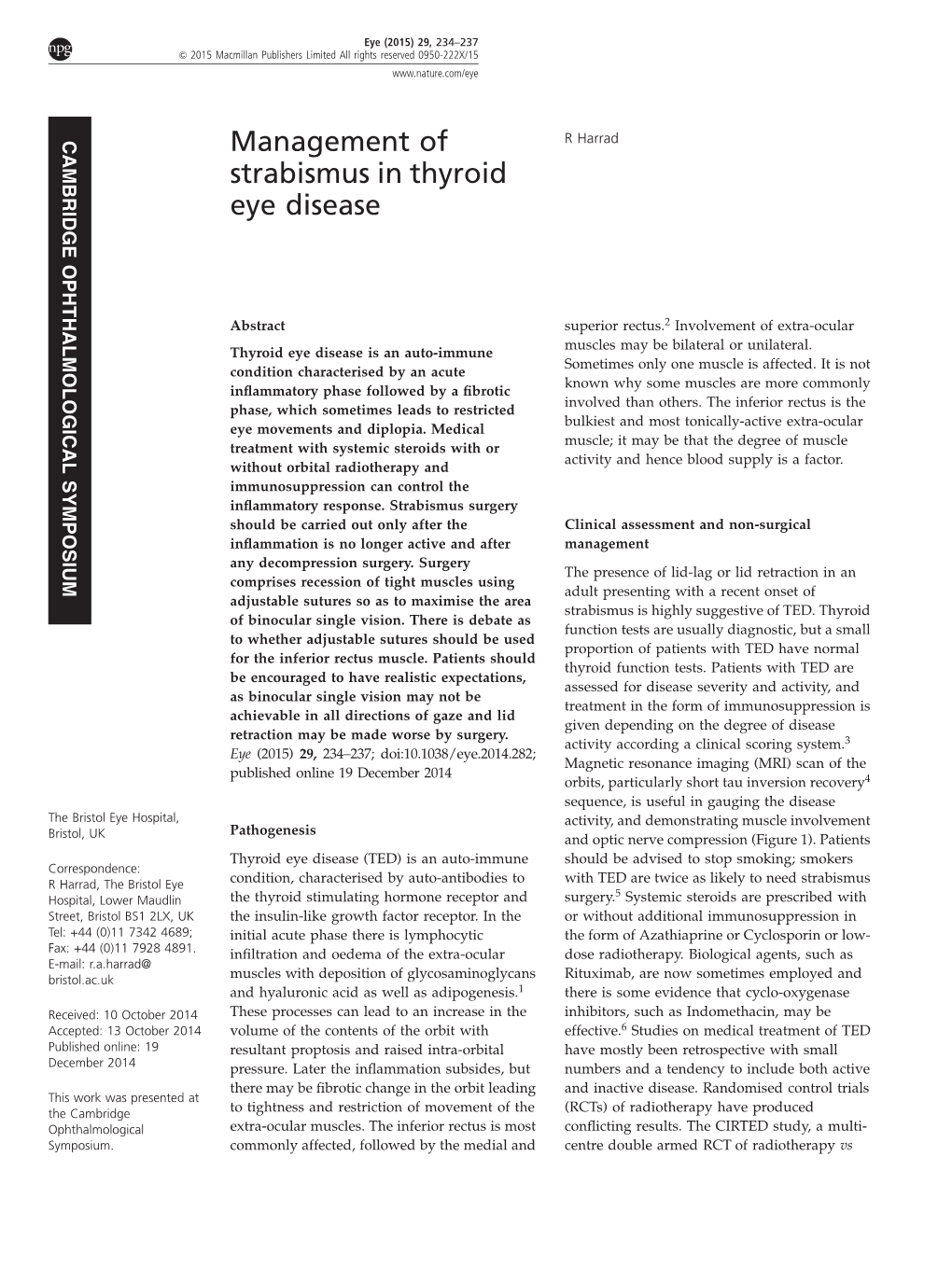 Management of Strabismus in Thyroid Eye Disease