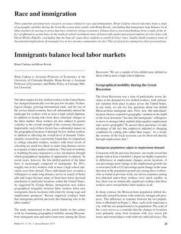 Immigrants Balance Local Labor Markets