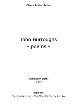 John Burroughs - Poems