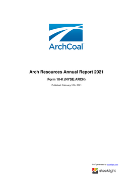 Arch Resources Annual Report 2021