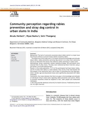 Community Perception Regarding Rabies Prevention and Stray Dog