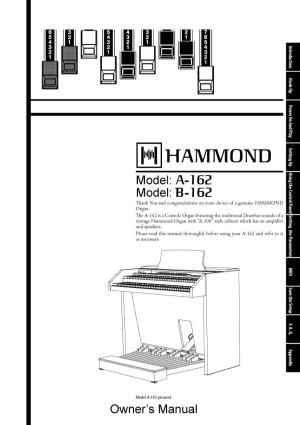 Hammond A-162 Owner's Manual V1.01