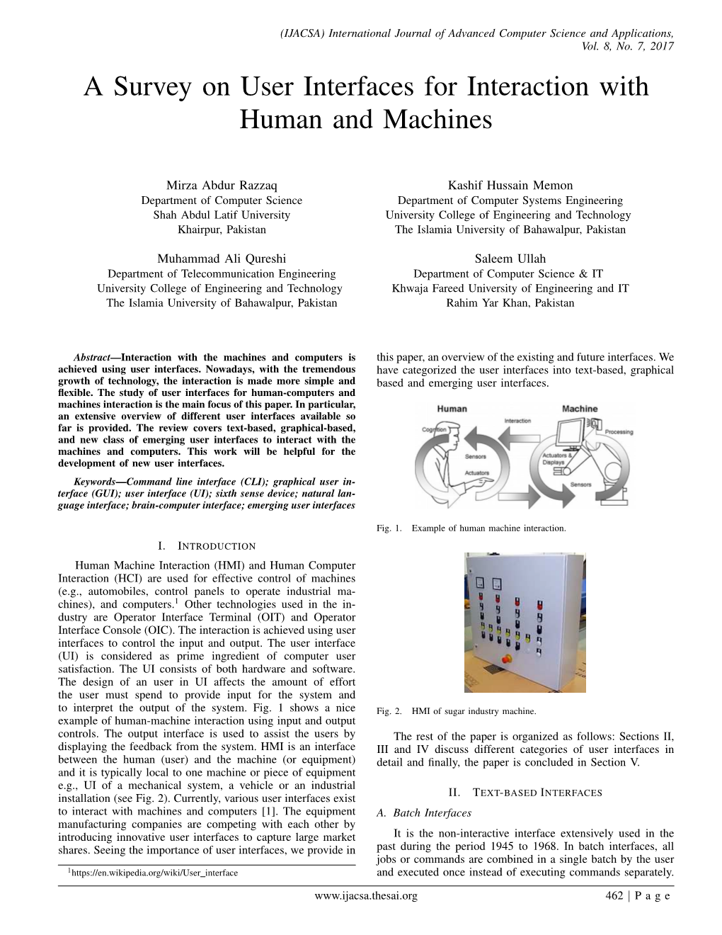 A Survey on User Interfaces for Interaction with Human and Machines