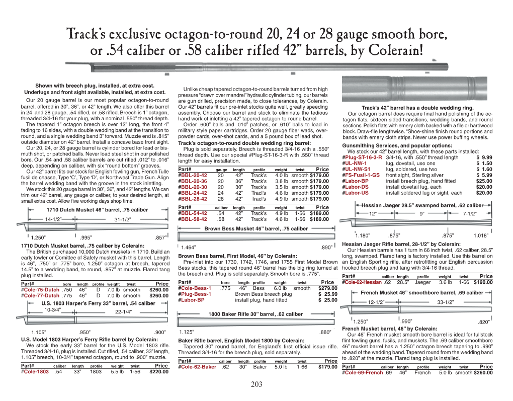 Track's Exclusive Octagon-To-Round 20, 24 Or 28 Gauge Smooth Bore, Or