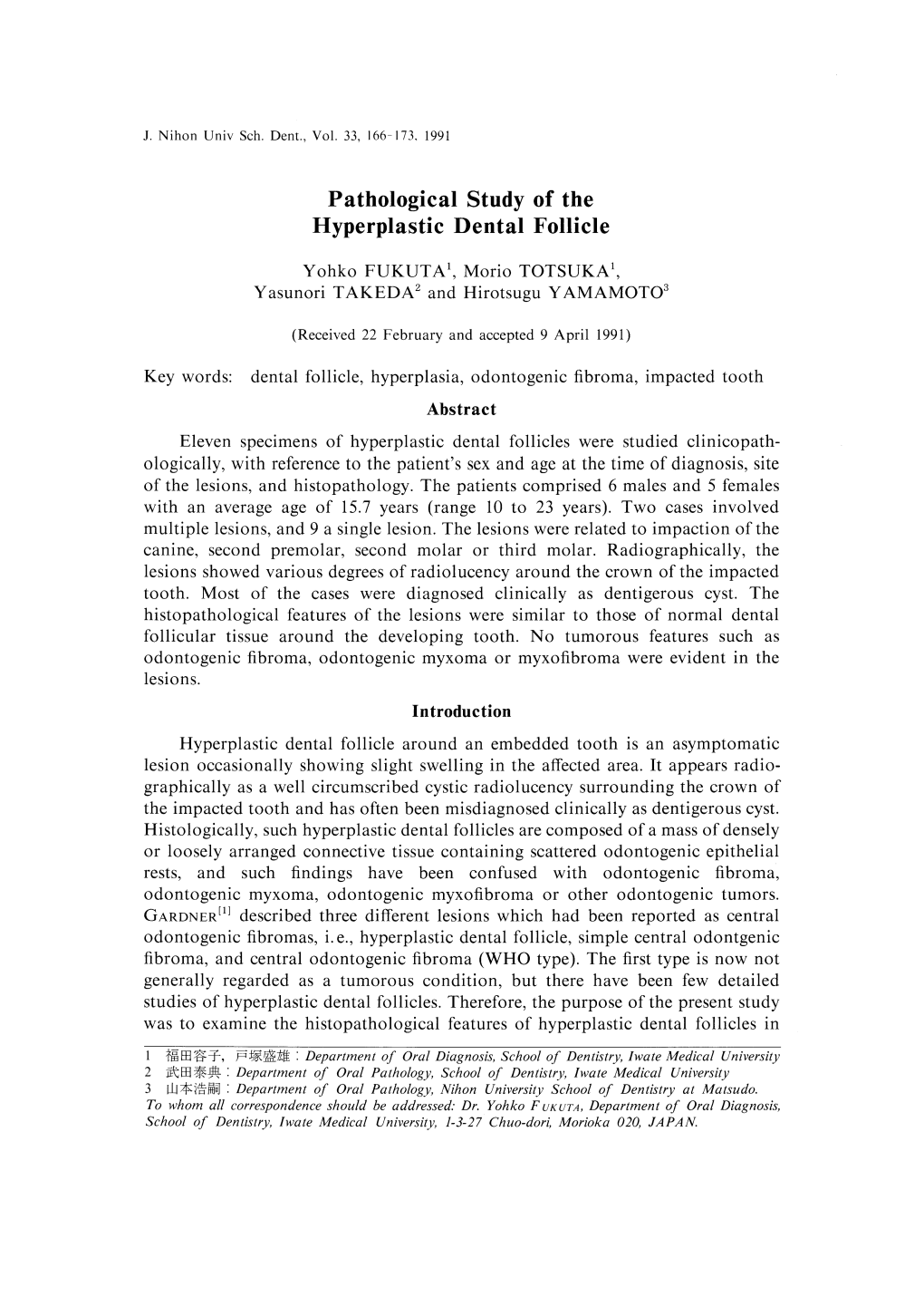 Dental Follicle, Hyperplasia, Odontogenic Fibroma