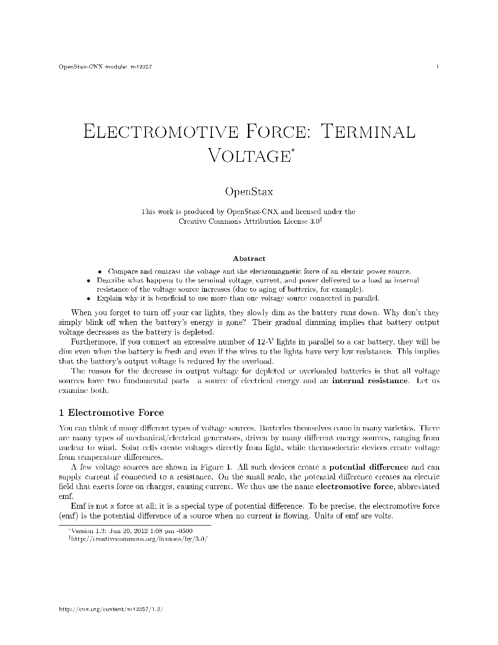 Electromotive Force: Terminal Voltage*