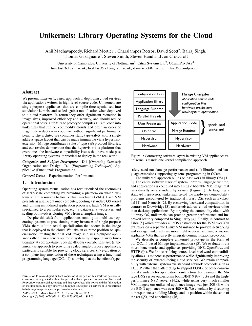 Library Operating Systems for the Cloud