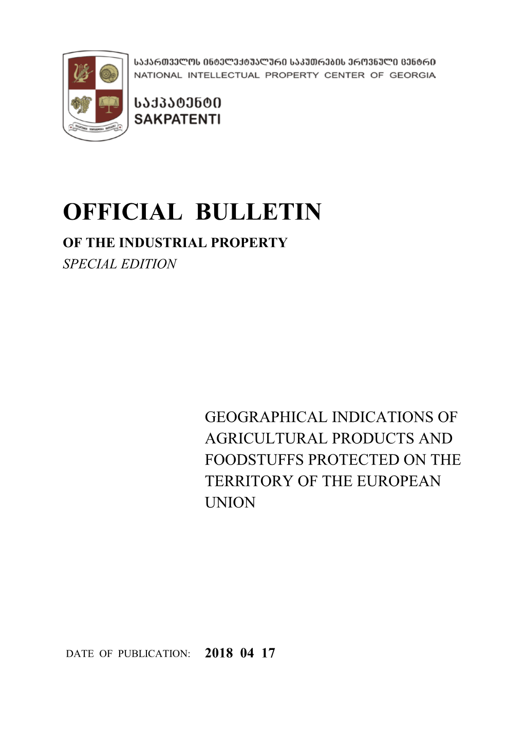 Official Bulletin of the Industrial Property Special Edition