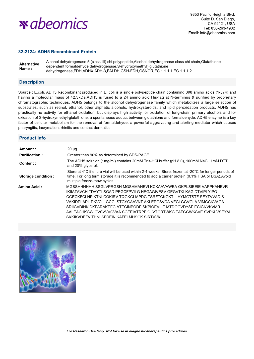 32-2124: ADH5 Recombinant Protein Description Product Info