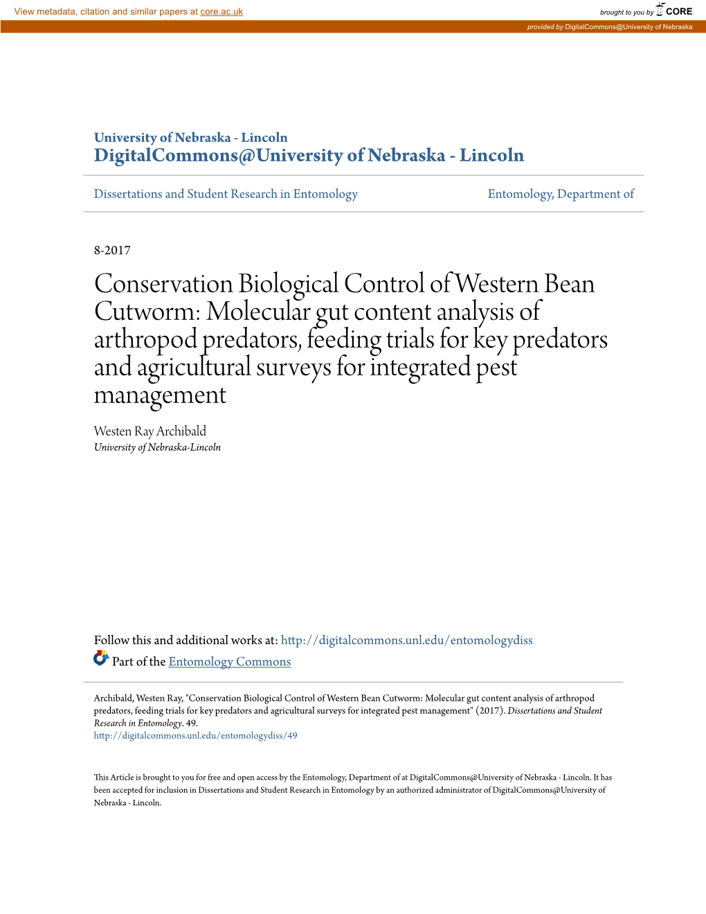 Conservation Biological Control of Western Bean Cutworm