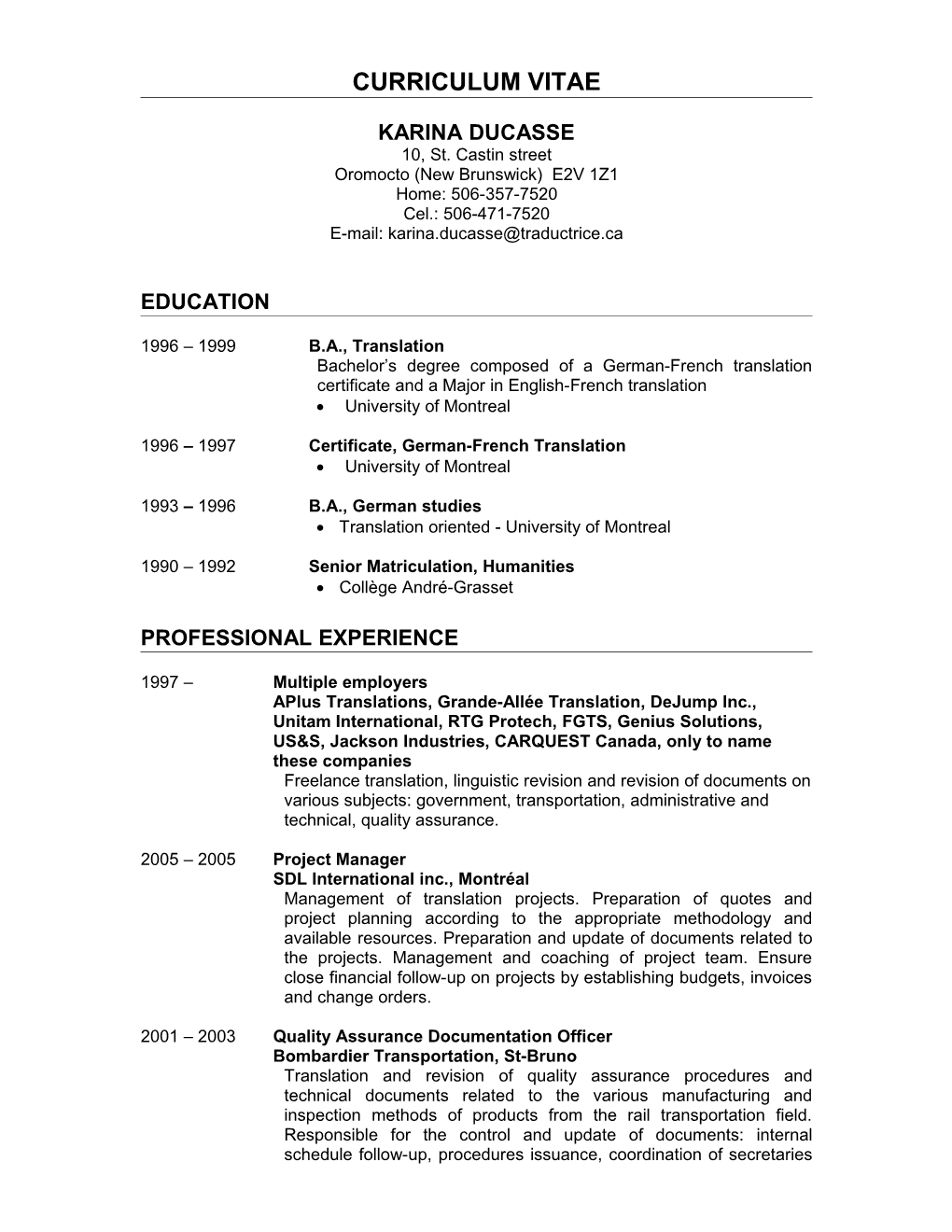 Curriculum Vitae s61