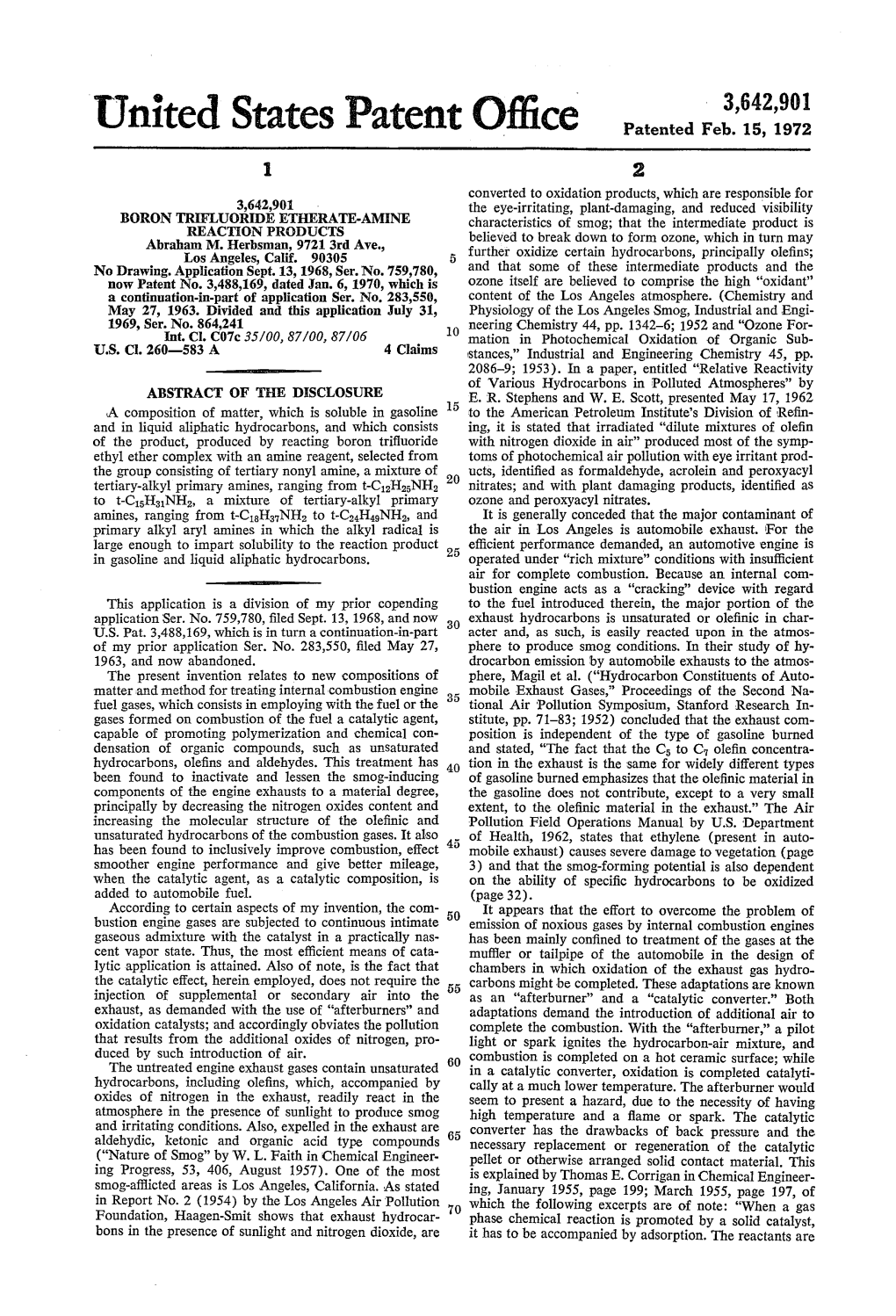 United States Patent Office Patented Feb