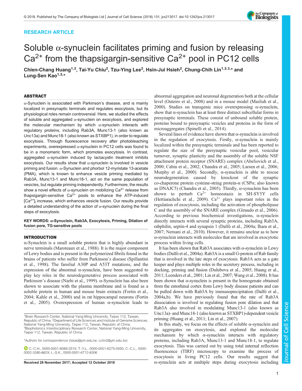 Soluble Α-Synuclein Facilitates Priming and Fusion by Releasing Ca2+ From