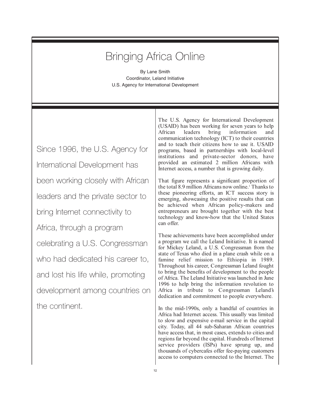 Bringing Africa Online