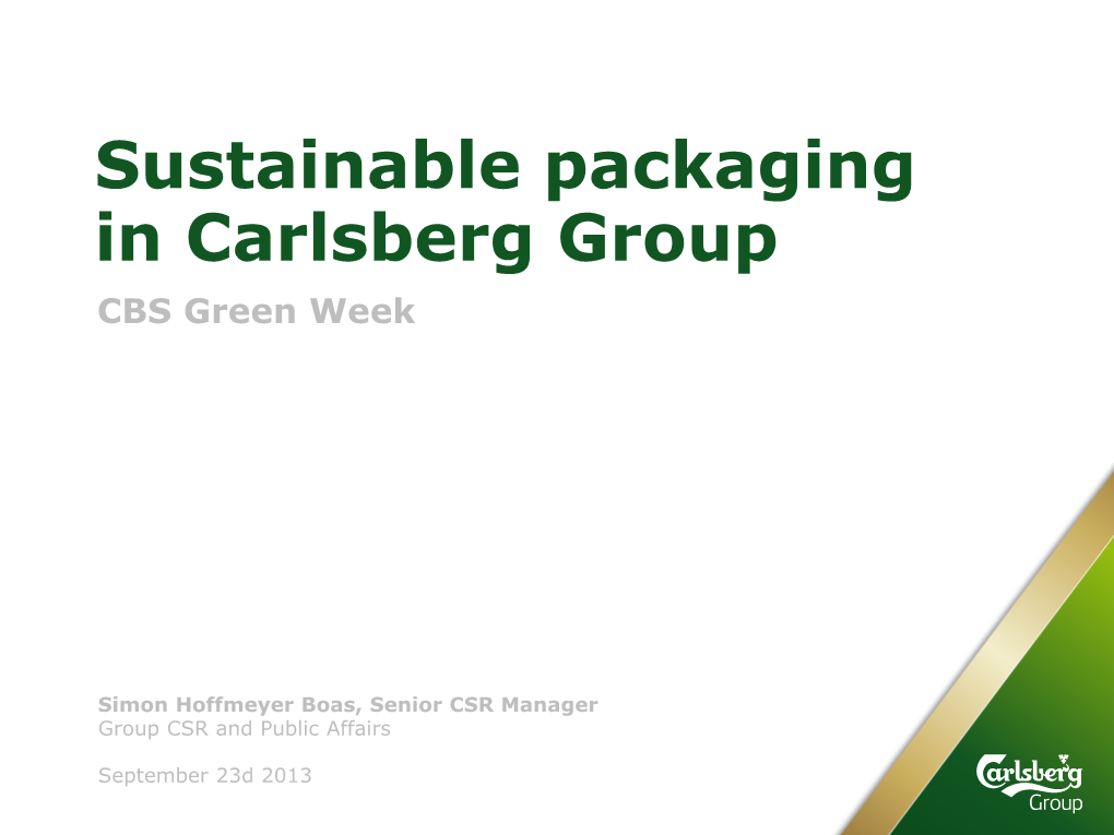Sustainable Packaging in Carlsberg Group CBS Green Week