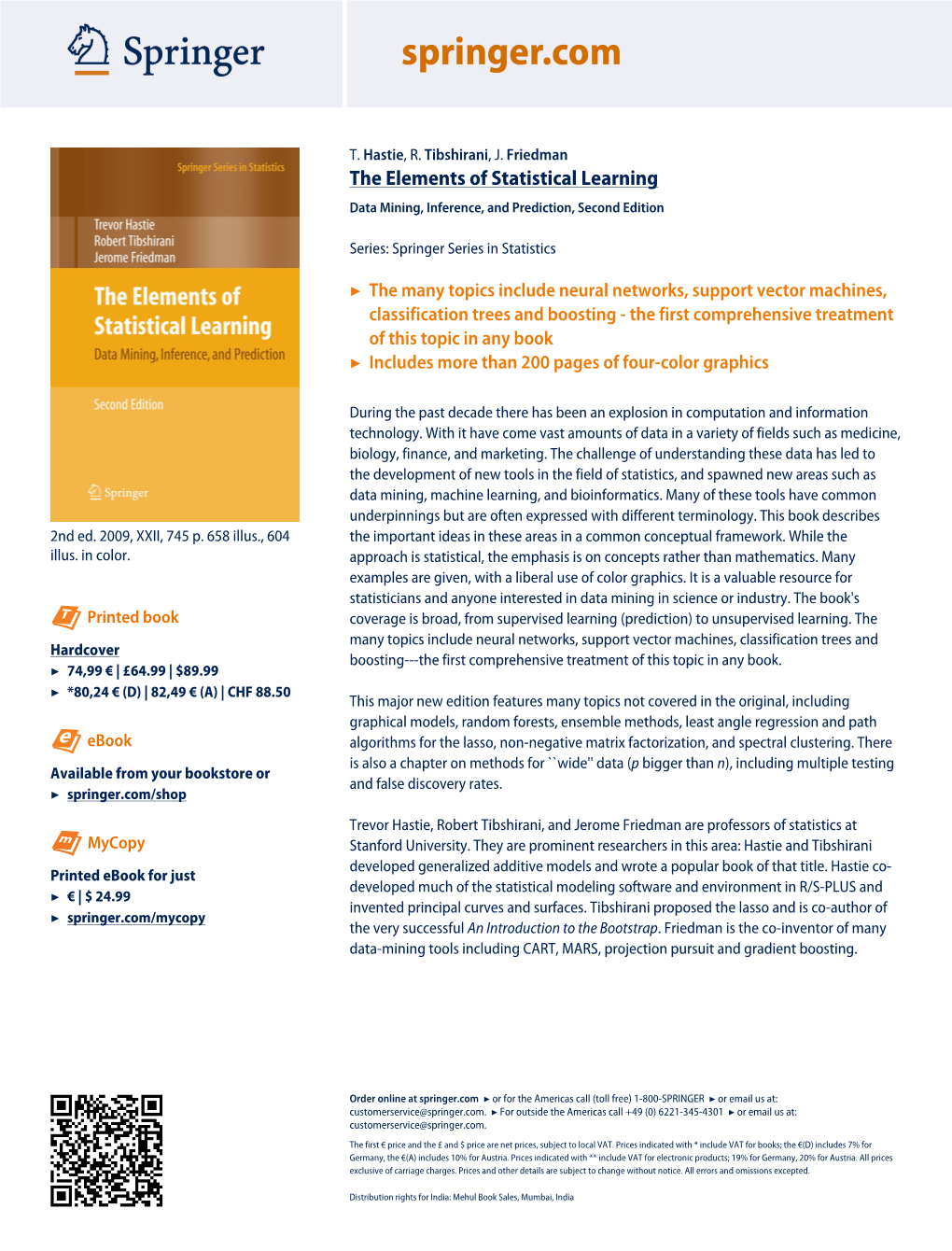 T. Hastie, R. Tibshirani, J. Friedman the Elements of Statistical Learning Data Mining, Inference, and Prediction, Second Edition