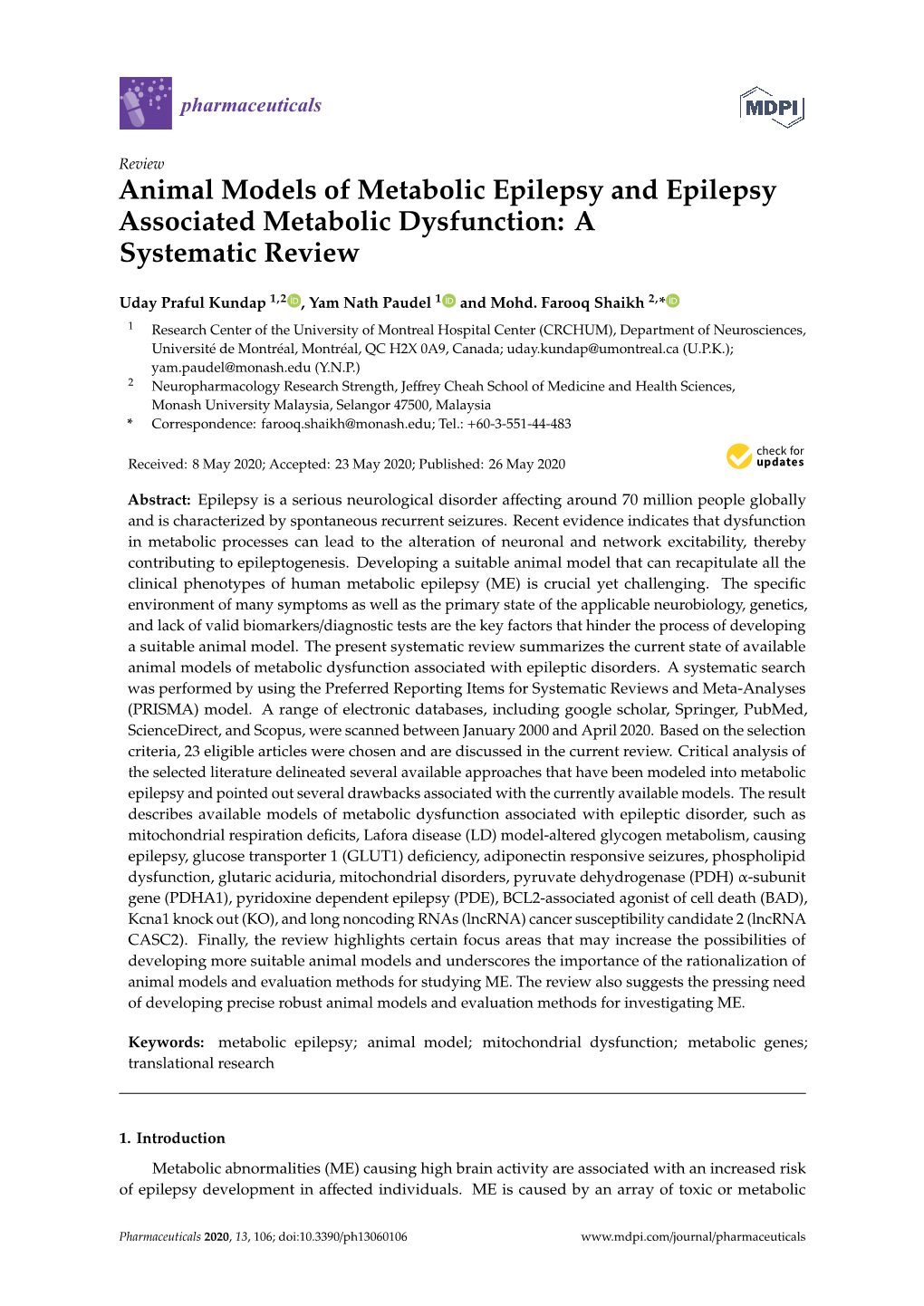 Animal Models of Metabolic Epilepsy and Epilepsy Associated Metabolic Dysfunction: a Systematic Review