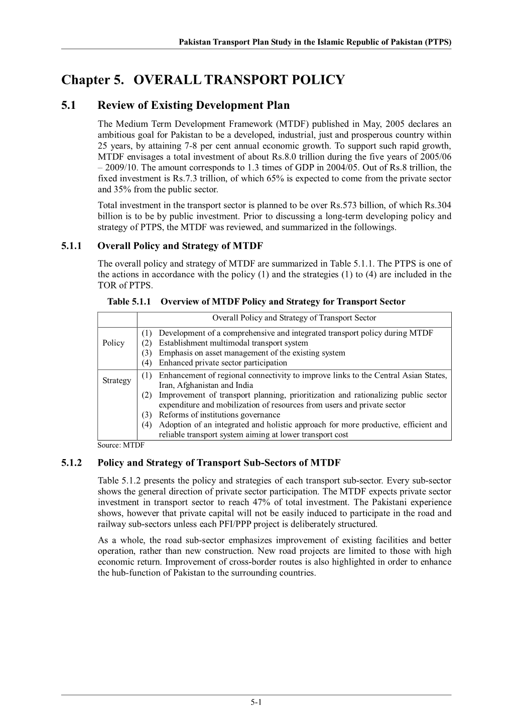 Chapter 5. OVERALL TRANSPORT POLICY