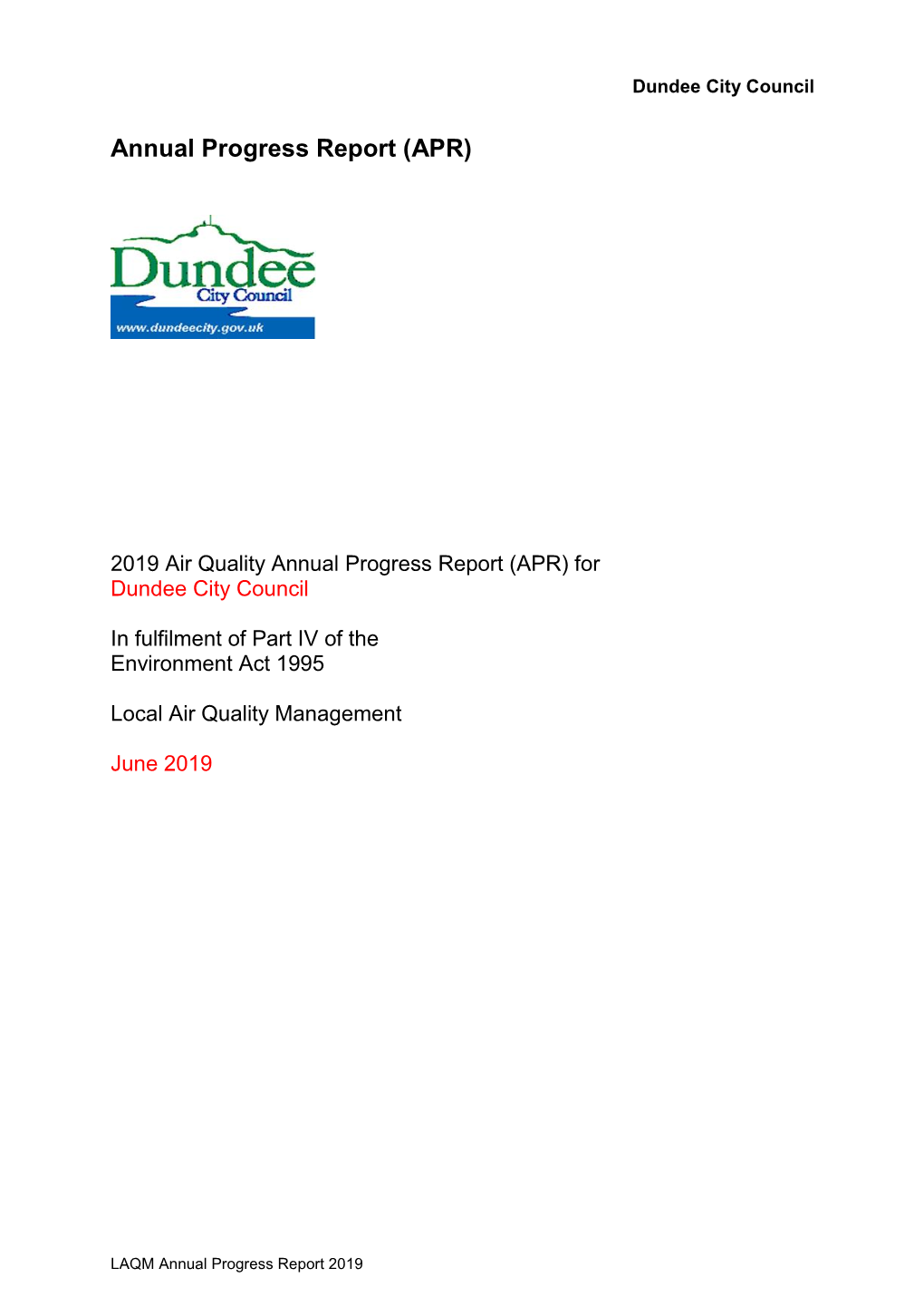 Annual Progress Report (APR)