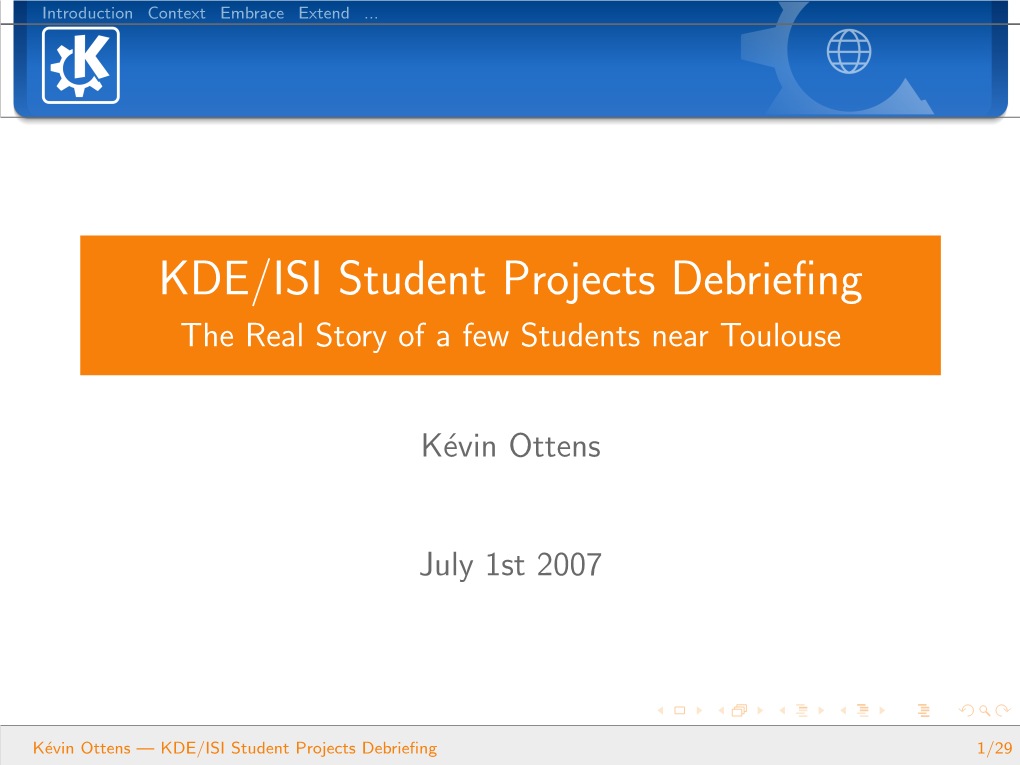 KDE/ISI Student Projects Debriefing