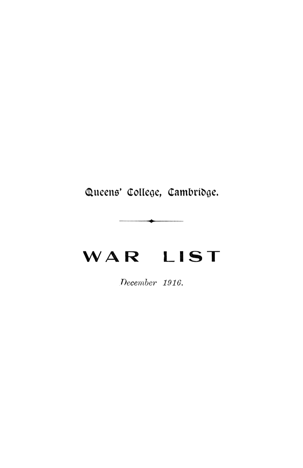 War List 1916