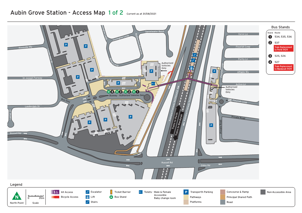 Aubin Grove Station - Access Map 1 of 2 Current As at 31/08/2021